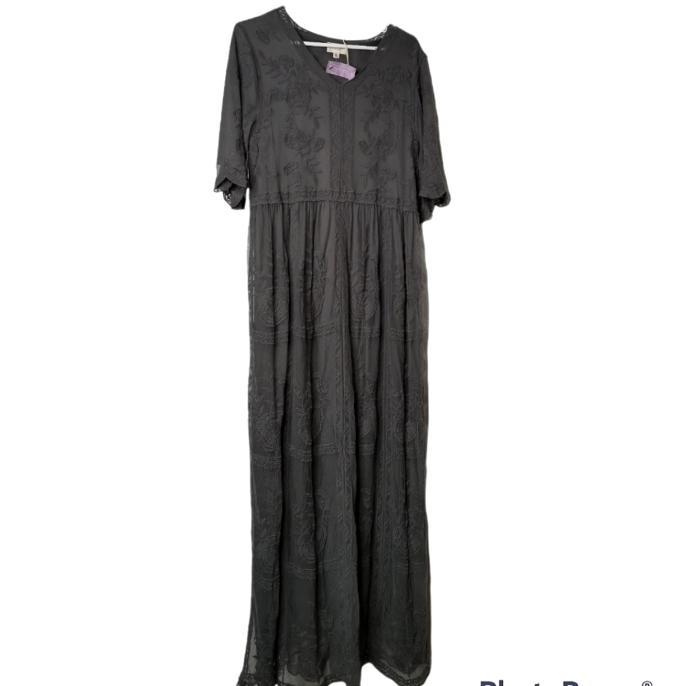 Orange Creek - Classy Charcoal Grey maxi lace event dress
